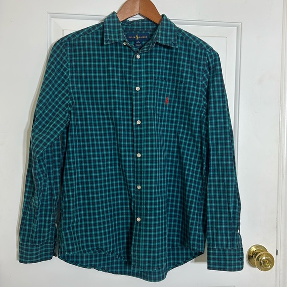Ralph Lauren Green Plaid Button Down Shirt - Picture 1 of 6